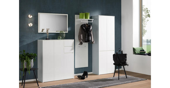 SCHUHSCHRANK 99,7/117,5/34,1 cm - Weiß, Design, Glas/Holzwerkstoff (99,7/117,5/34,1cm) - Voleo