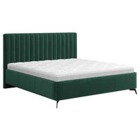 OBLAZINJENA POSTELJA 140 cm   x 200 cm  , tekstil gozdno zelena  - črna/gozdno zelena, Konvencionalno, kovina/tekstil (140/200cm) - Hom`in