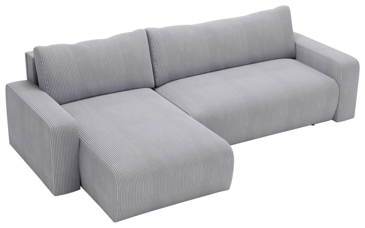CANAPÉ D'ANGLE in Cord Grau  - Schwarz/Grau, Modern, Kunststoff/Textil (150/245cm) - Carryhome