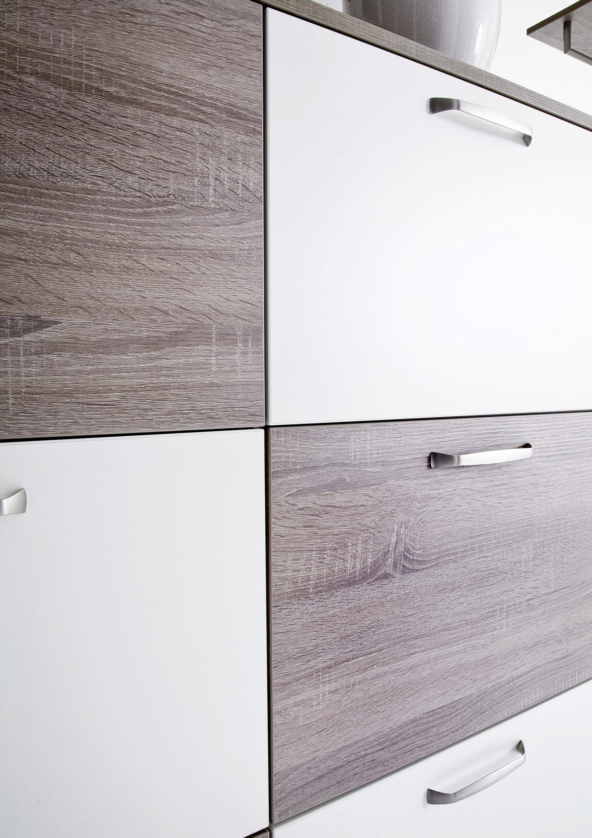 SCHUHSCHRANK Weiß, Eichefarben  - Eichefarben/Silberfarben, Design, Holzwerkstoff/Kunststoff (120,6/124/36cm) - Moderano