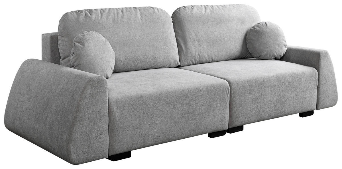 SCHLAFSOFA ALMI  mit Liegefunktion Bouclé Grau  - Schwarz/Grau, Design, Holz/Holzwerkstoff (260/100/80cm) - Livetastic