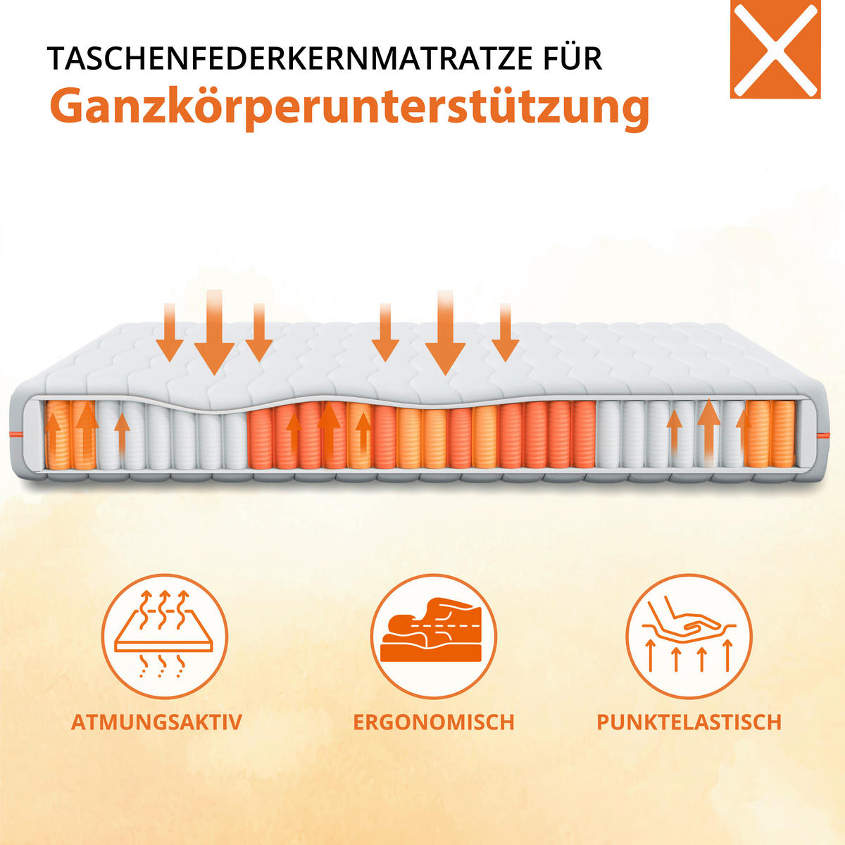 TASCHENFEDERKERNMATRATZE 90/200 cm Höhe ca. 20 cm  - Weiß, Basics, Textil (90/200cm) - Xora