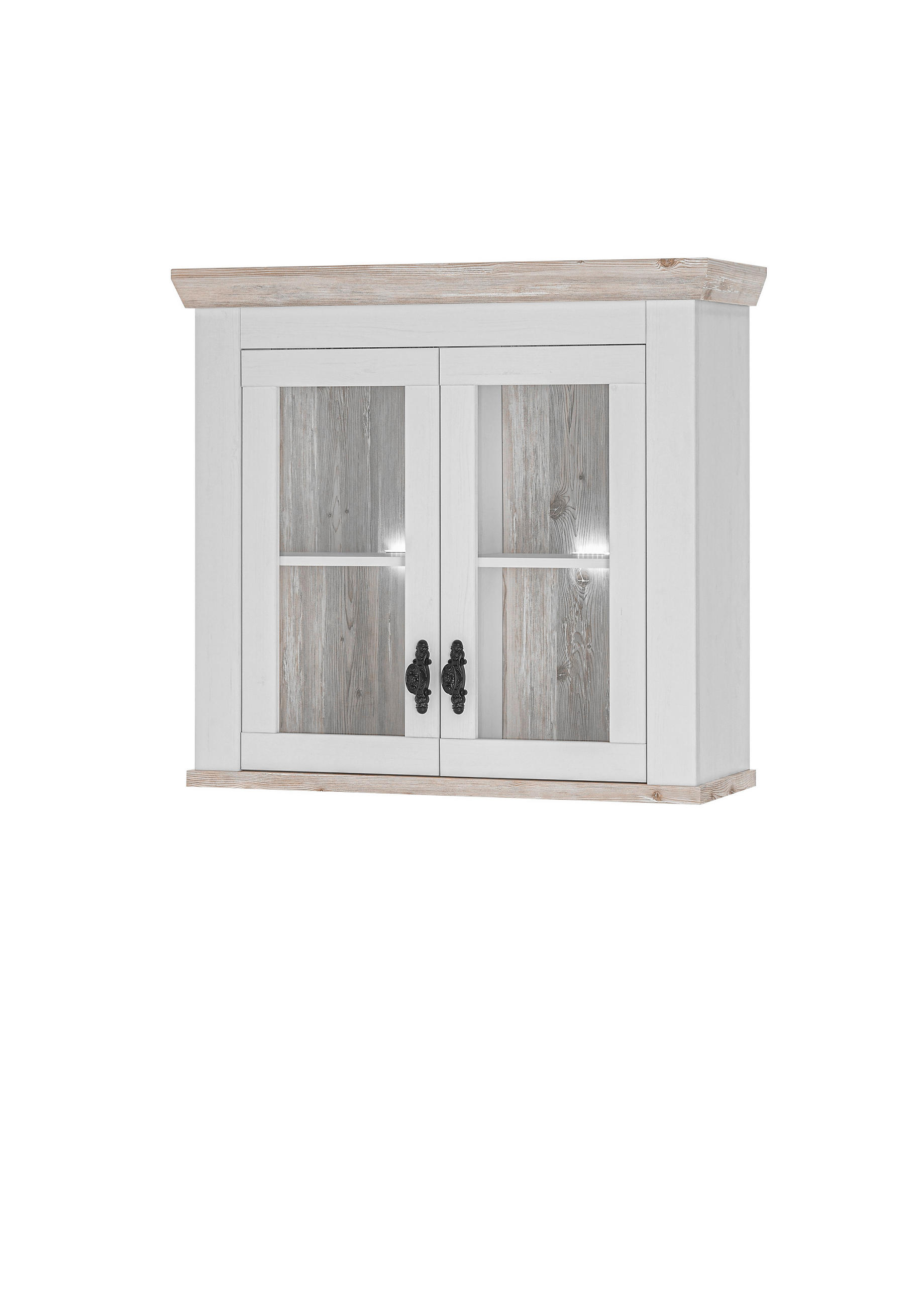 KÜCHENOBERSCHRANK 92/85/34 cm  in Weiß, Pinienfarben  - Schwarz/Weiß, Trend, Glas/Holzwerkstoff (92/85/34cm) - MID.YOU