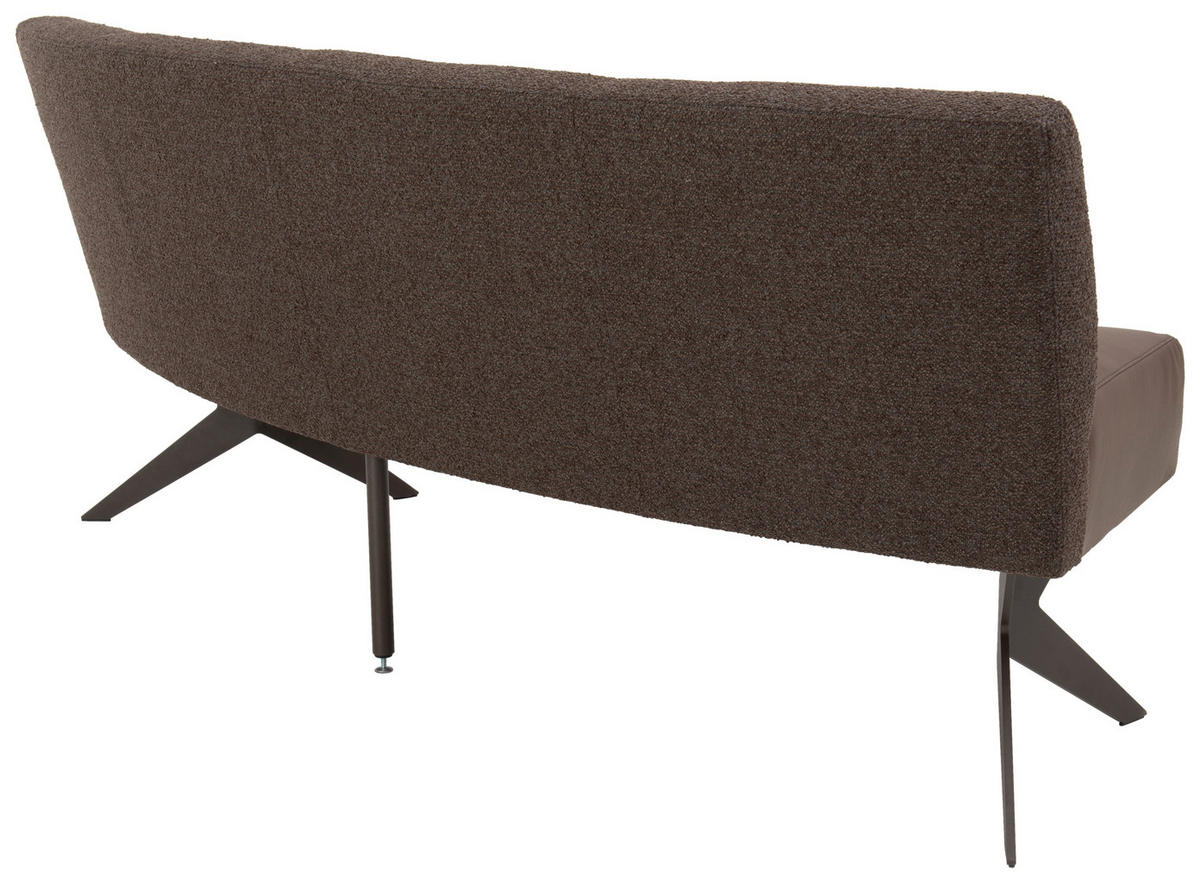 SITZBANK 220/90/67 cm beflockt Echtleder Hellbraun, Graubraun Metall  - Hellbraun/Dunkelbraun, Design, Leder/Textil (220/90/67cm) - Bert Plantagie