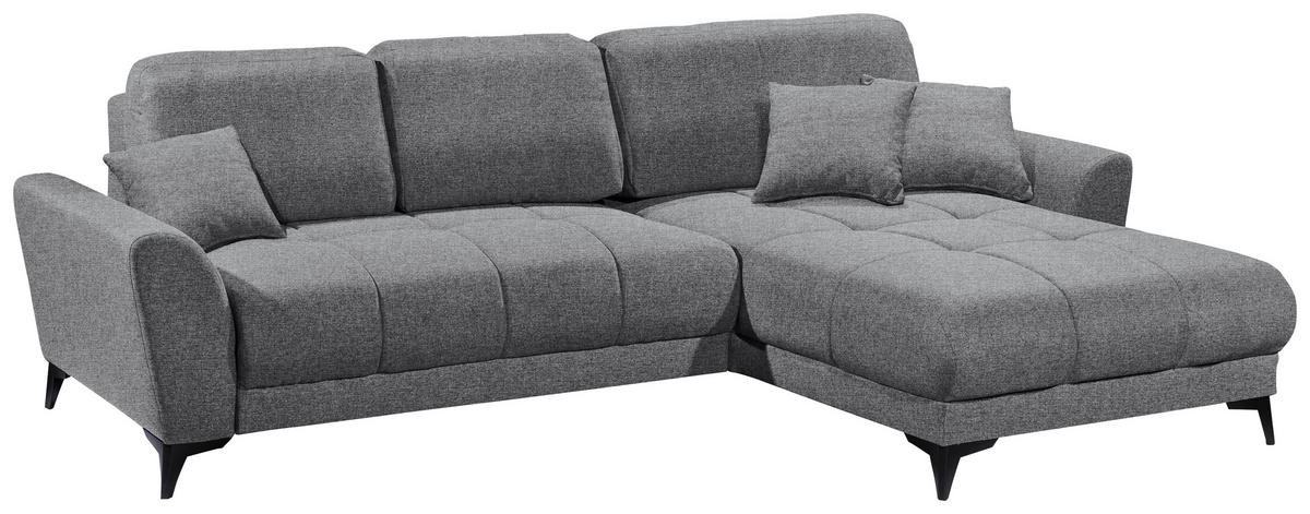 ECKSOFA in Webstoff Dunkelgrau  - Dunkelgrau/Schwarz, Konventionell, Kunststoff/Textil (281/189cm) - Carryhome