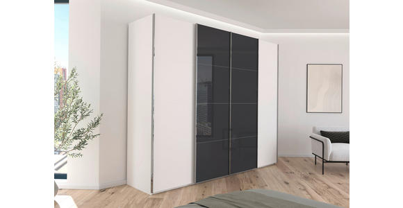 SCHWEBETÜRENSCHRANK 271/223/68 cm 4-türig Weiß  - Chromfarben/Weiß, KONVENTIONELL, Glas/Holzwerkstoff (271/223/68cm) - Novel