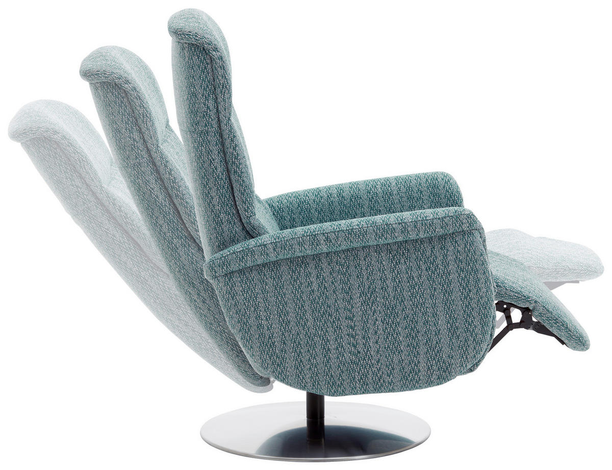 RELAXSESSEL Flachgewebe Relaxfunktion, Kopfteilverstellung, Fußteilverstellung, Rücken echt    - Edelstahlfarben/Petrol, Design, Textil/Metall (71/112/83cm) - Dieter Knoll