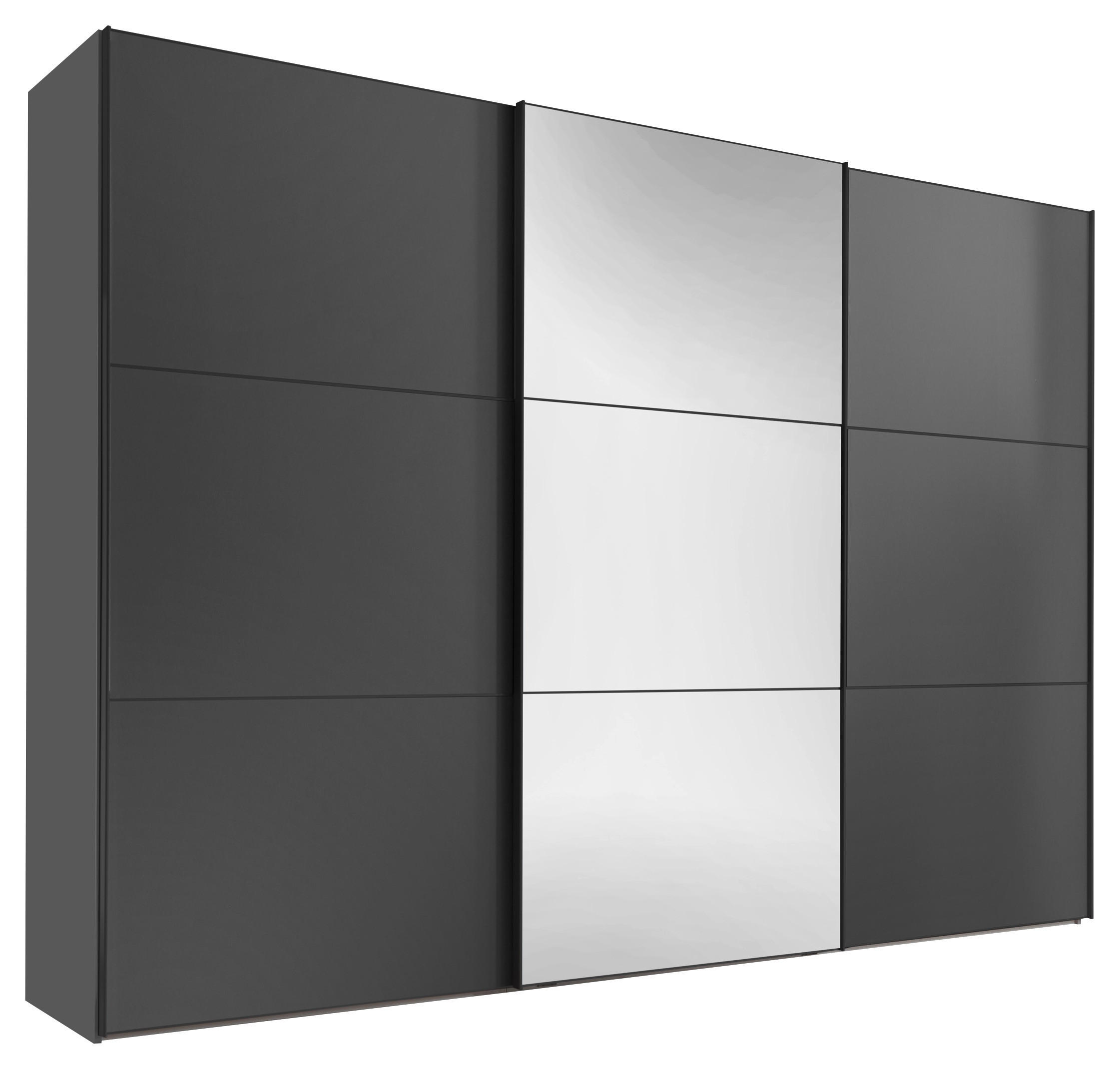 SCHWEBETÜRENSCHRANK  in Anthrazit  - Anthrazit/Schwarz, Holzwerkstoff/Metall (249/222/68cm) - Moderano