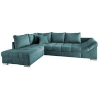 ECKSCHLAFSOFA Petrol Mikrofaser  - Silberfarben/Petrol, Design, Holz/Textil (202/298cm) - MID.YOU