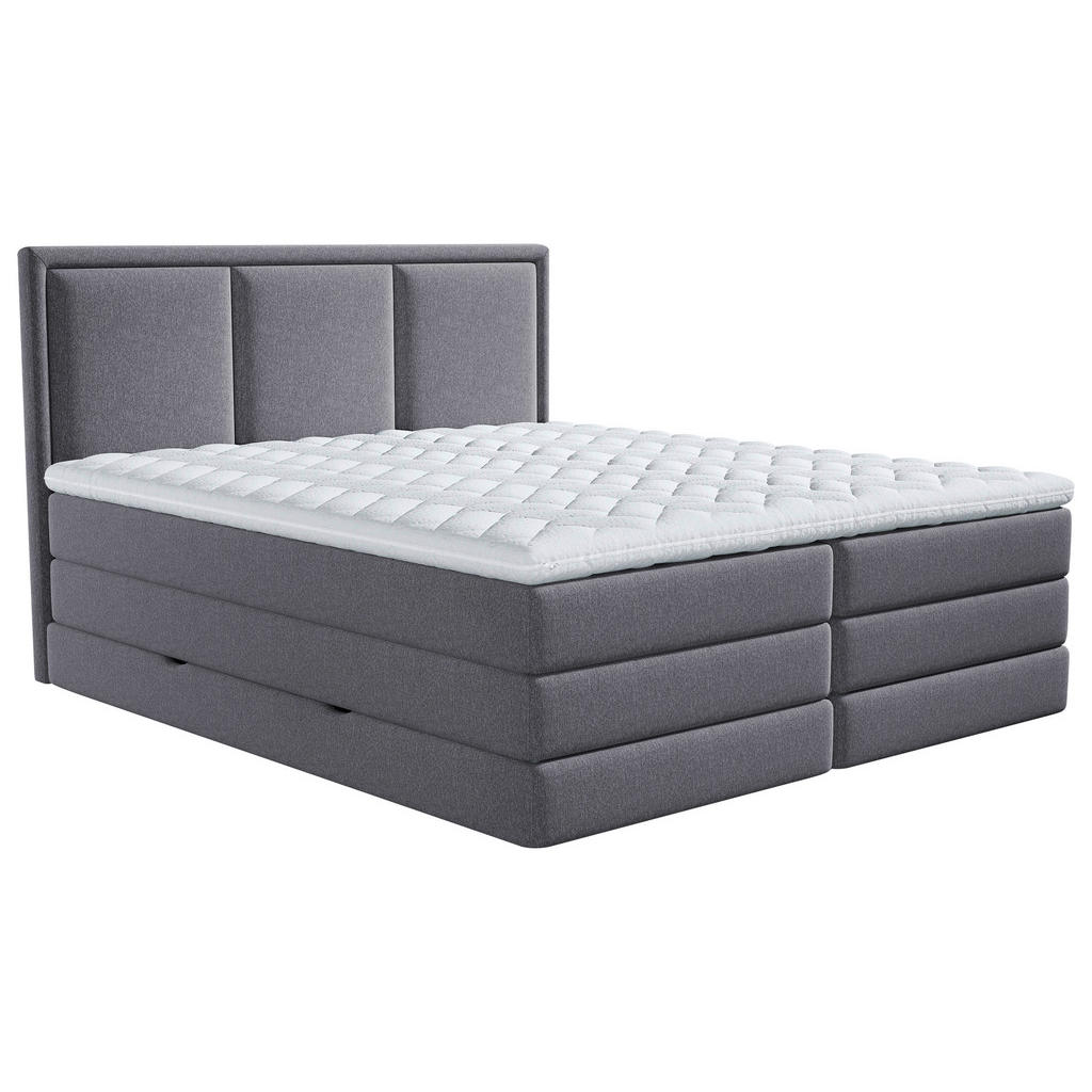 Thumbnail - Mid.you Boxspringbett, Dunkelgrau, Textil, H2 + H3, 7-Zonen, Höhe ca. 18 cm, 180x220 cm, Bettkasten, gepolstertes Kopfte...