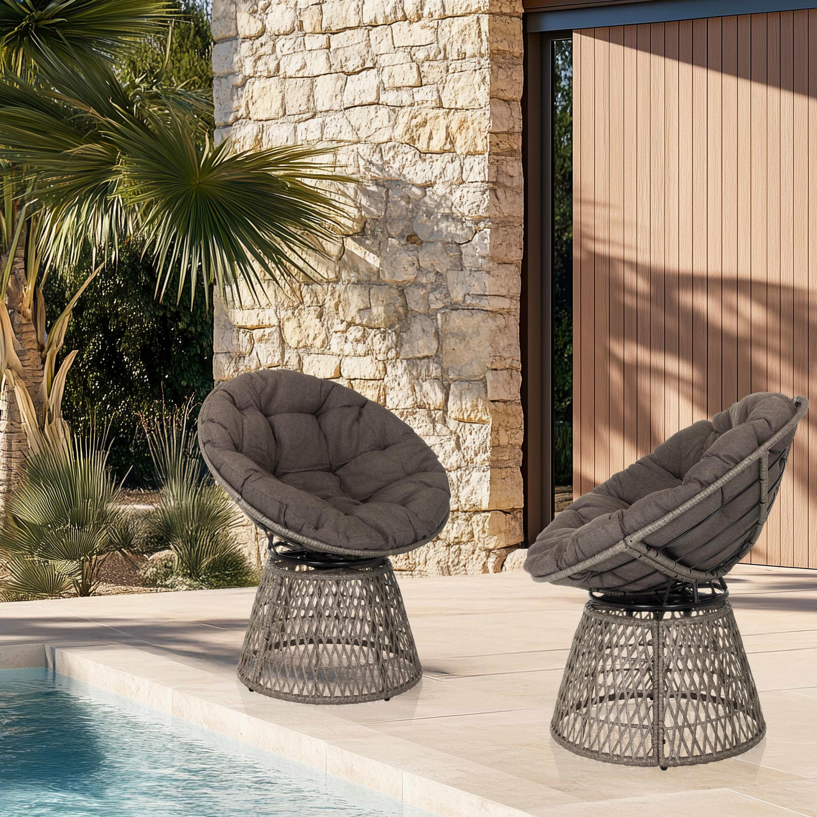 GARTENSESSEL Holz, Metall Grau  - Grau, MODERN, Holz/Metall (78/92/73cm) - MID.YOU