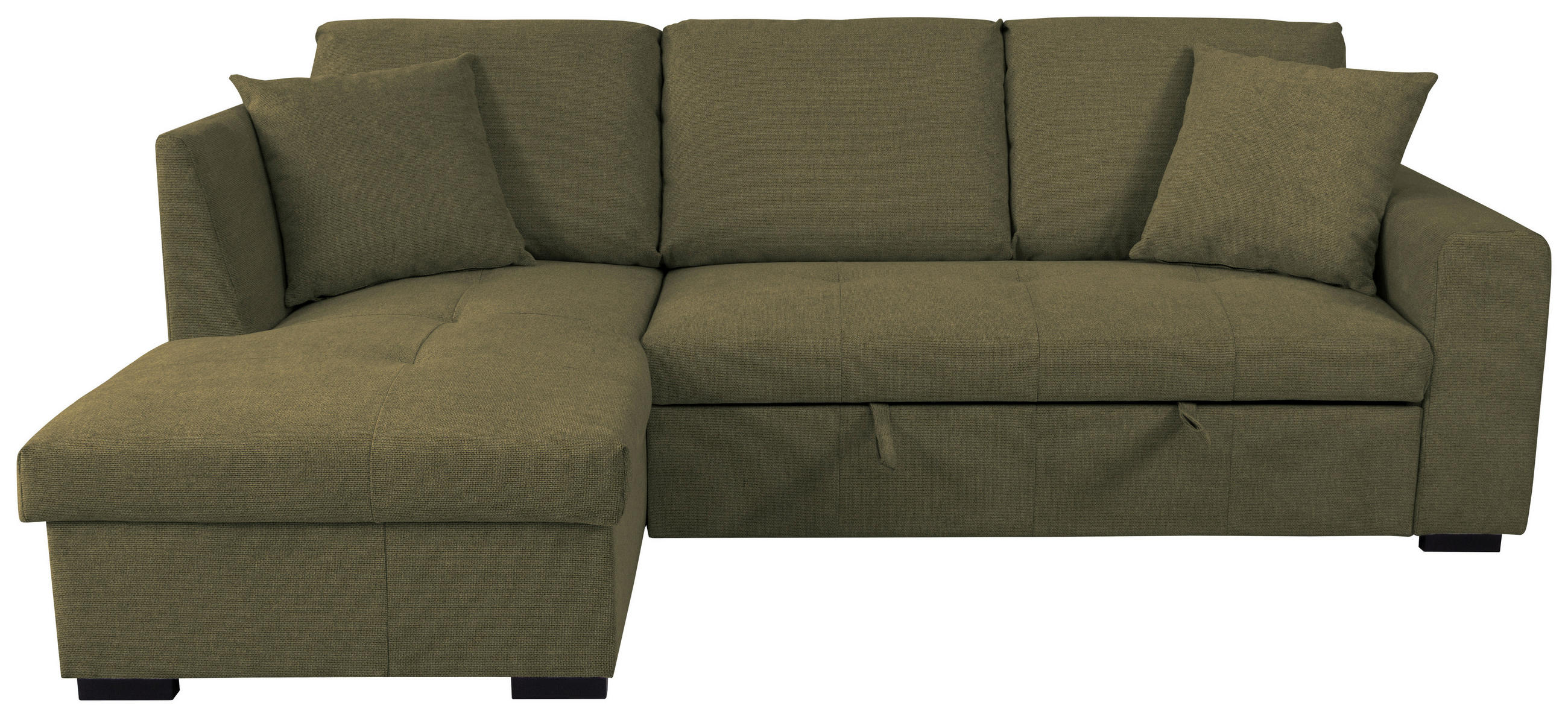 ECKSOFA LUKAS Olivgrün Struktur Zierkissen, Bettkasten  - Olivgrün, Trend, Textil (158/239cm) - P & B