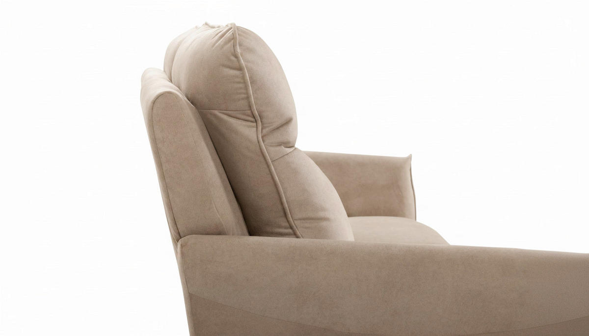 3-SITZER-SOFA  in Mikrofaser Beige Skandinavisch, Modern  - Beige/Buchefarben, Design, Holz/Textil (202/110/92cm) - Livetastic
