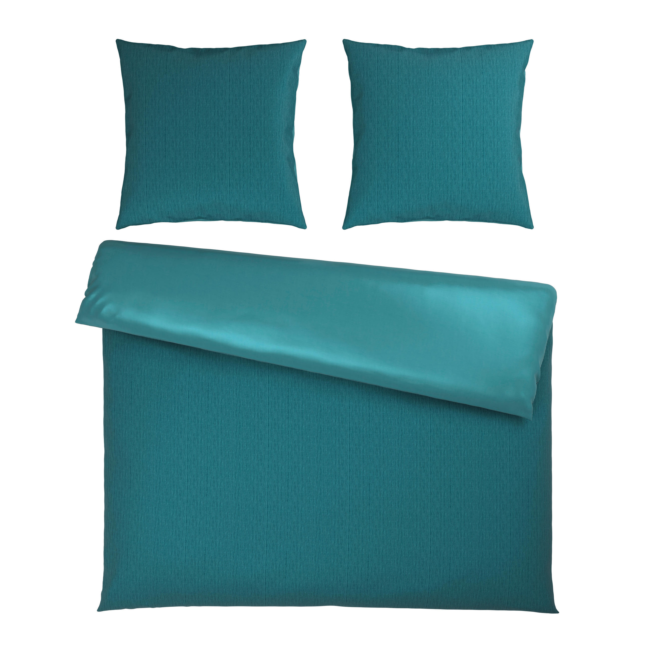 WENDEBETTWÄSCHE 3-teilig Satin 200/200 cm  - Petrol, Textil (200/200cm) - Bio:Vio