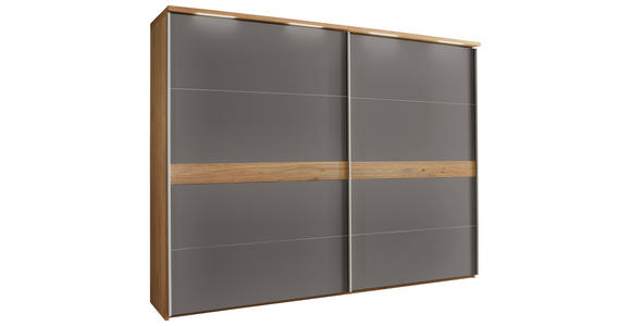 SCHWEBETÜRENSCHRANK in Eichefarben, Dunkelgrau - Eichefarben/Dunkelgrau, Design, Holz/Holzwerkstoff (301,3/230,4/68cm) - Novel