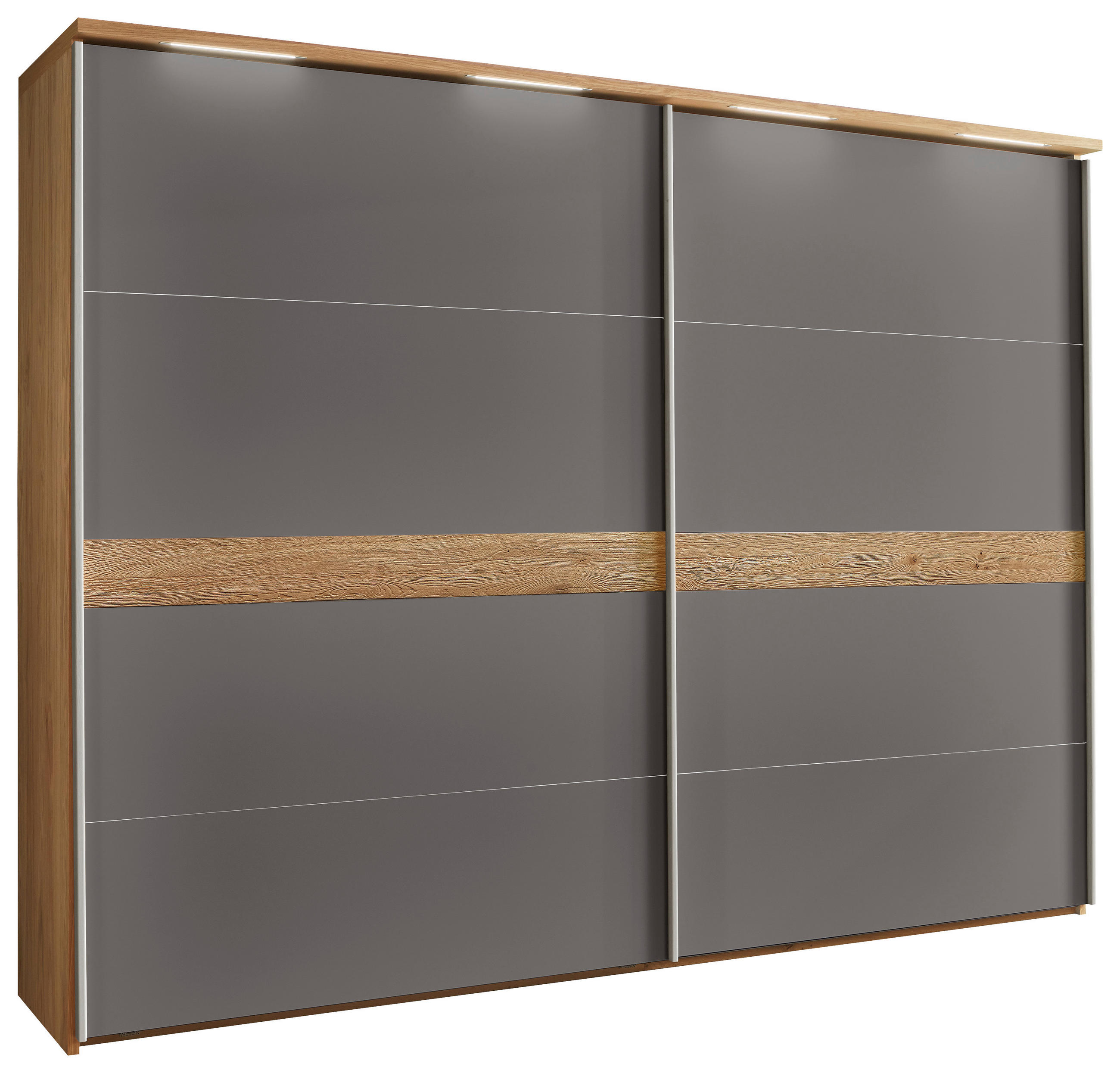 SCHWEBETÜRENSCHRANK  in Eichefarben, Dunkelgrau  - Eichefarben/Dunkelgrau, Design, Holz/Holzwerkstoff (270,6/230,4/68cm) - Novel