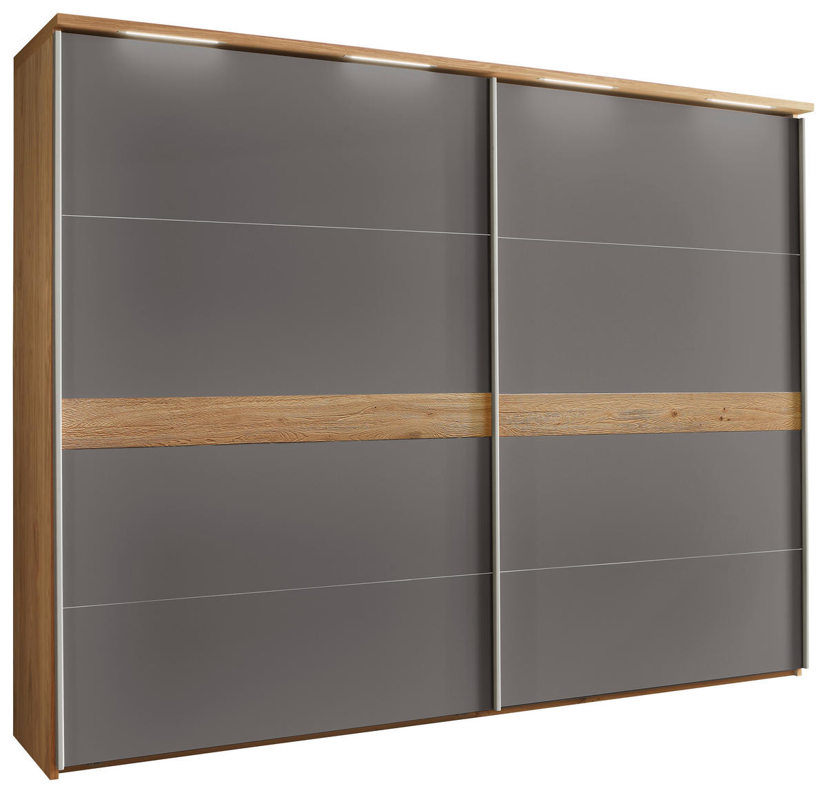 SCHWEBETÜRENSCHRANK  in Eichefarben, Dunkelgrau  - Eichefarben/Dunkelgrau, Design, Holz/Holzwerkstoff (270,6/230,4/68cm) - Novel
