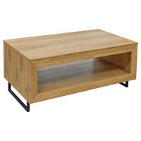 COUCHTISCH Holz, Holzwerkstoff  110/65/47 cm  offenes Fach  - Eichefarben/Schwarz, Natur, Holz/Holzwerkstoff (110/65/47cm) - Carryhome