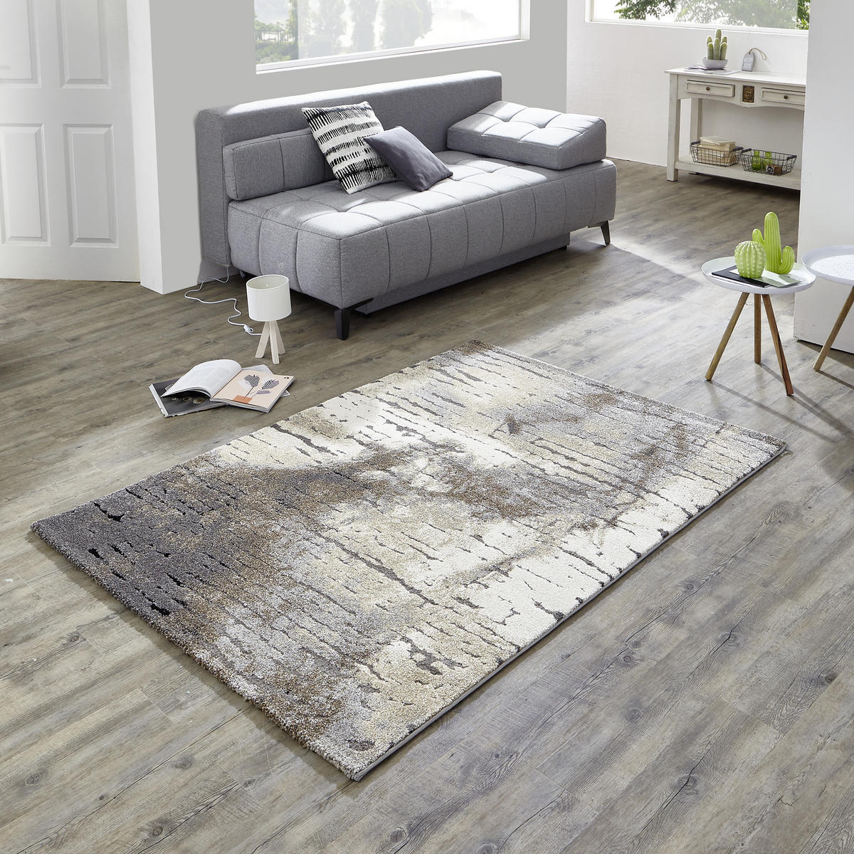 TKANÝ KOBEREC, 160/225 cm, antracitová, krémová, šedá, tmavě šedá - šedá/krémová, Design, textil (160/225cm) - Esprit