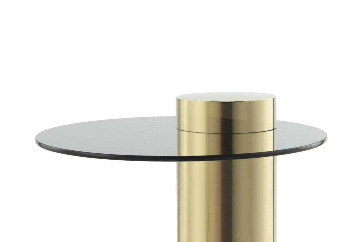 BEISTELLTISCH 46/46/52 cm Grau, Goldfarben rund  - Goldfarben/Grau, Design, Glas/Metall (46/46/52cm) - Kayoom