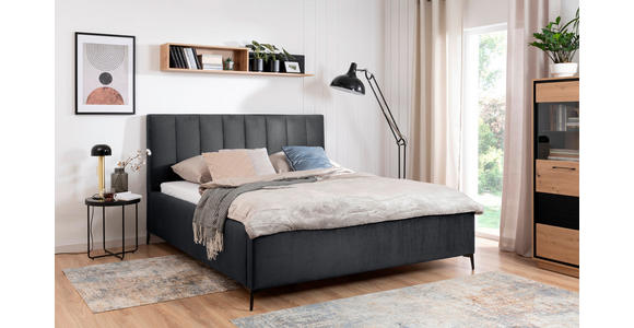 POLSTERBETT Lattenrost, Bettkasten Schwarz 140/200 cm  - Birkefarben/Schwarz, KONVENTIONELL, Holz/Textil (140/200cm) - Carryhome