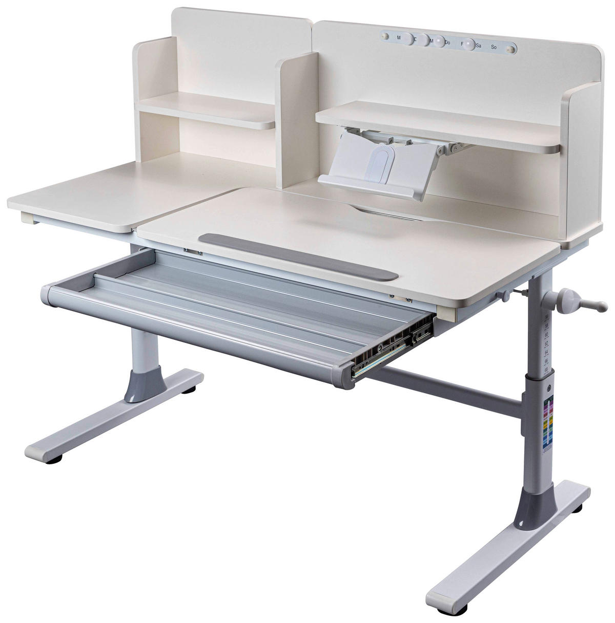 JUGENDSCHREIBTISCH 120/60/96-116 cm  in Weiss  - Weiss/Grau, Modern, Holzwerkstoff/Metall (120/60/96-116cm) - MID.YOU
