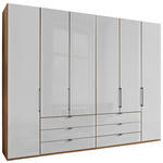 FALTTÜRENSCHRANK 300/216/58 cm 4-türig Weiß, Eiche Bianco  - Schieferfarben/Eiche Bianco, KONVENTIONELL, Glas/Holzwerkstoff (300/216/58cm) - Dieter Knoll