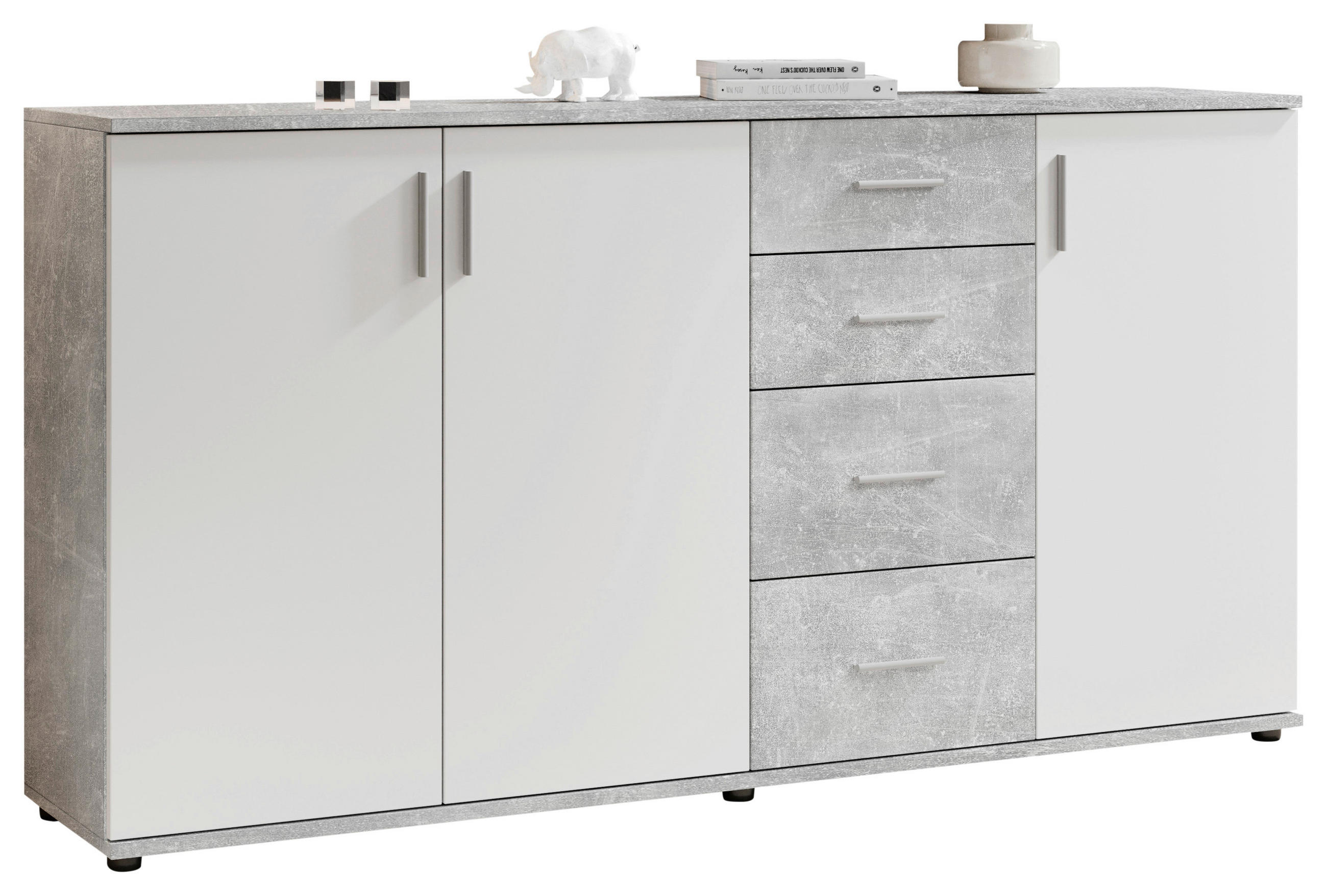 KOMMODE Bobby  in 160/82/35 cm  - Silberfarben/Weiß, KONVENTIONELL, Holzwerkstoff/Kunststoff (160/82/35cm) - Carryhome