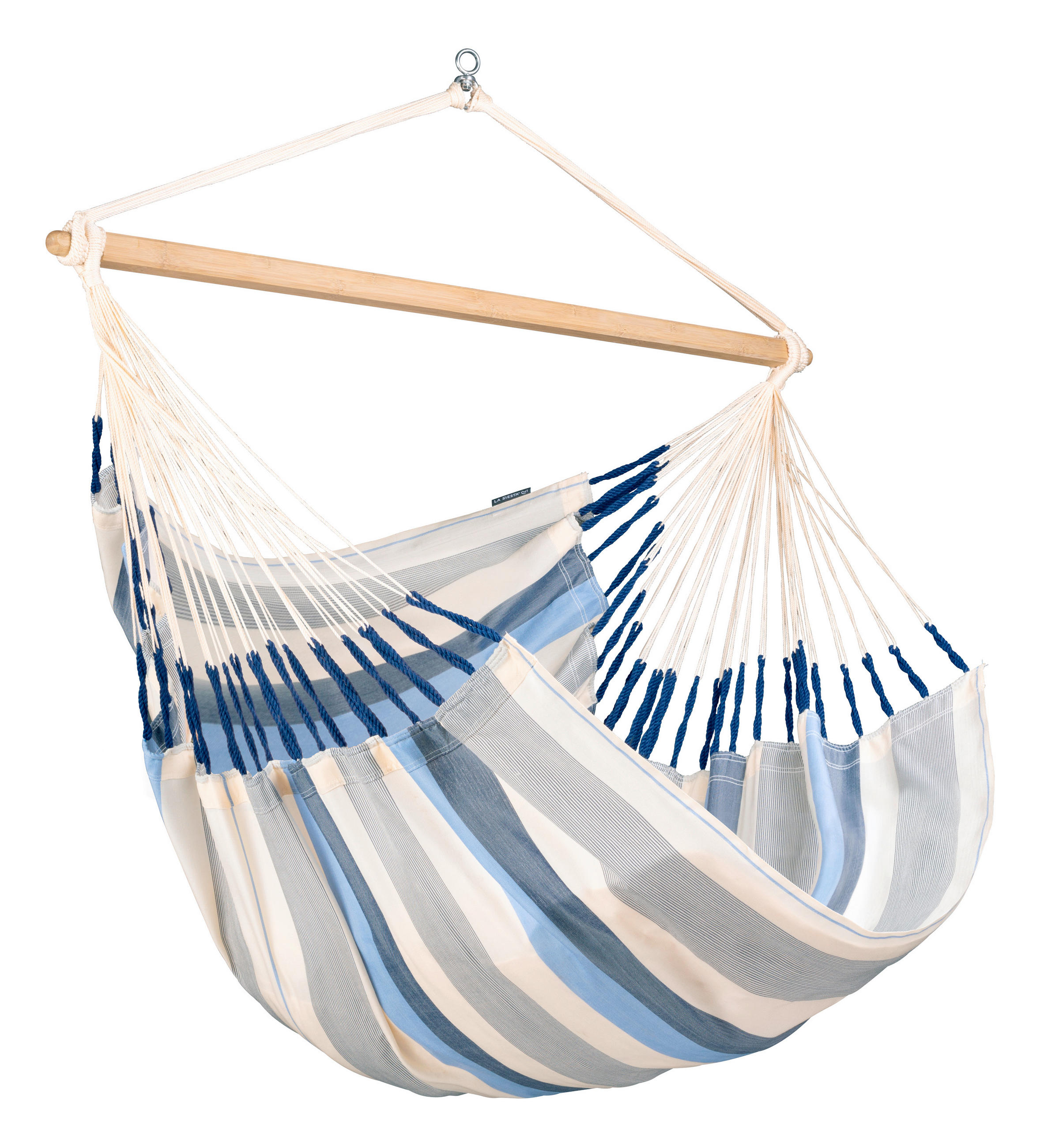 HÄNGESESSEL kingsize outdoor 140/170/210 cm  - Weiß/Dunkelblau, KONVENTIONELL, Holz/Textil (140/170/210cm) - La Siesta