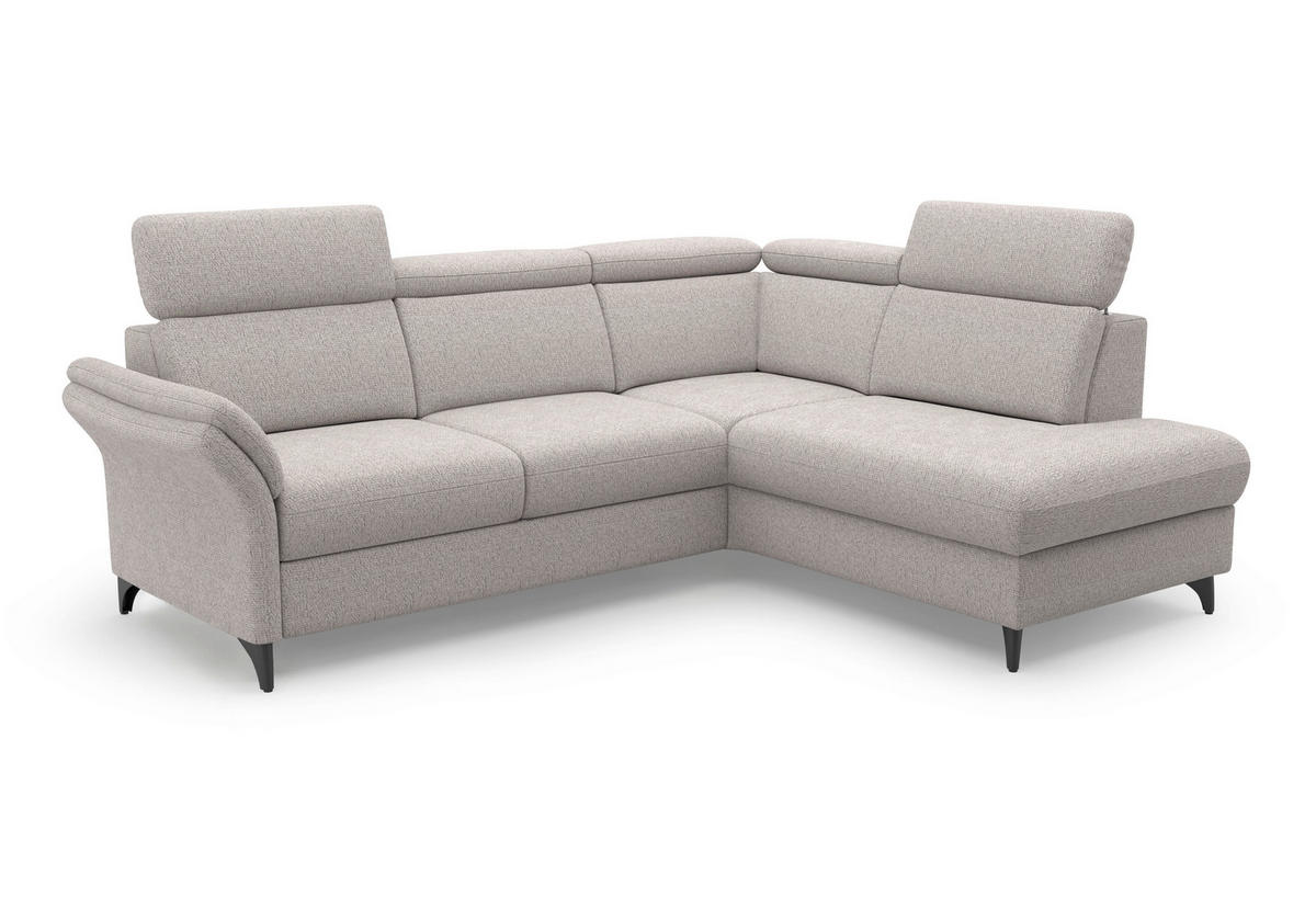 ECKSOFA GLENDALE E Silberfarben Chenille  - Silberfarben/Schwarz, KONVENTIONELL, Textil/Metall (247/193cm) - Sit & More