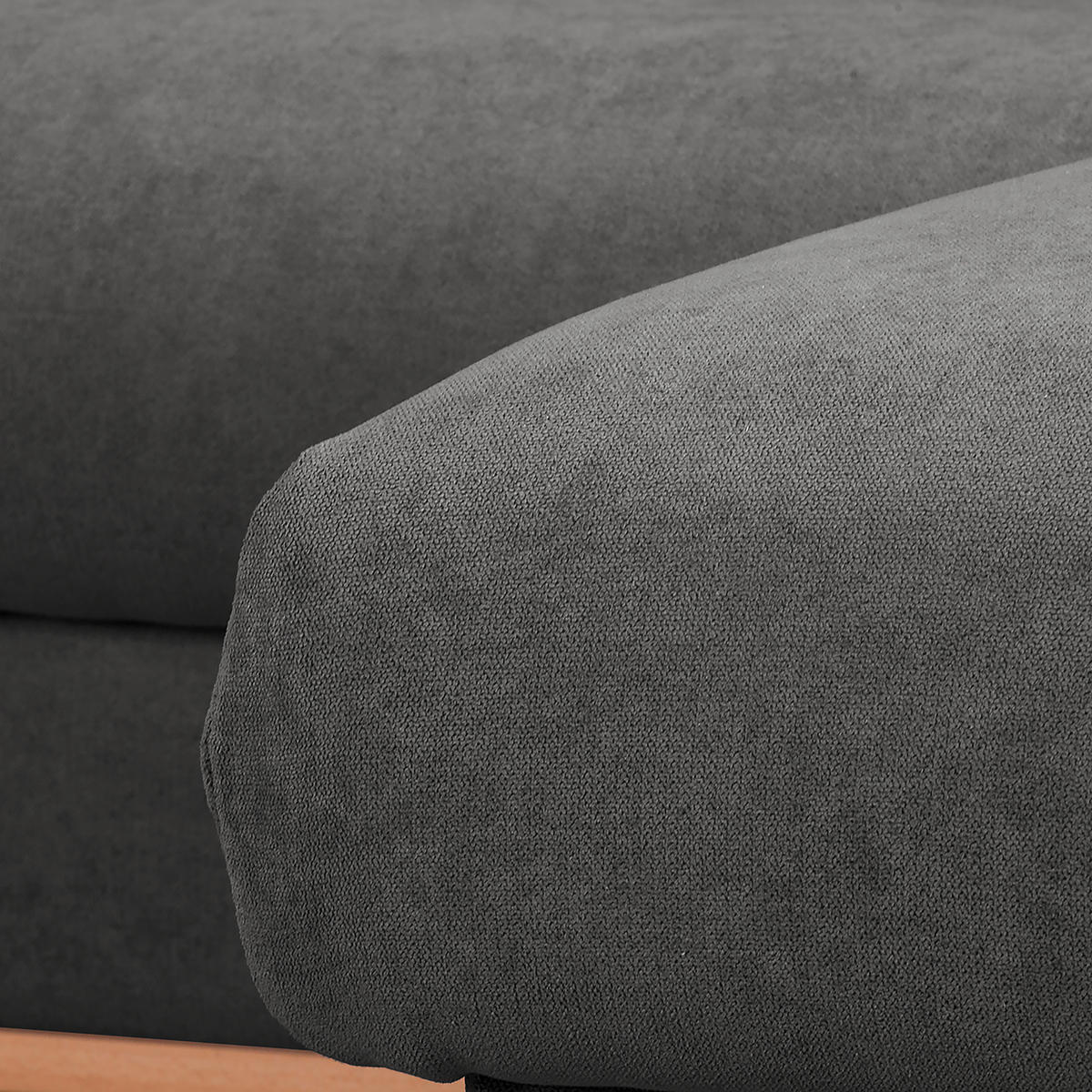 ECKSOFA in Mikrofaser Dunkelgrau  - Wengefarben/Dunkelgrau, Design, Holz/Textil (230/150cm) - Livetastic