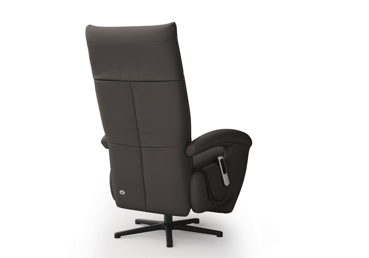 SESSEL in Echtleder Mokka  - Schwarz/Mokka, KONVENTIONELL, Leder/Metall (74/112/82cm) - Sit & More
