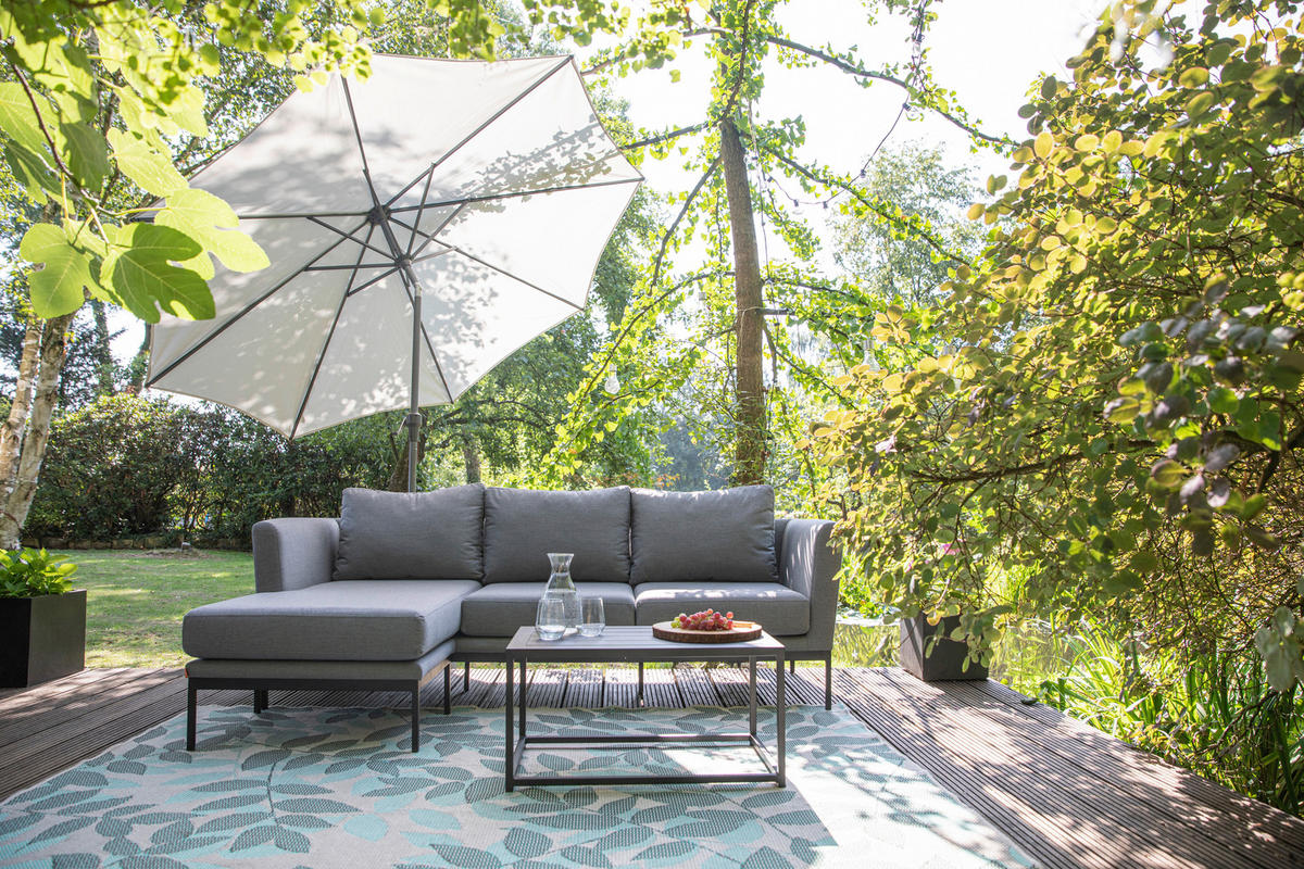 SONNENSCHIRM  300/300 cm  - Anthrazit/Grau, KONVENTIONELL, Textil/Metall (300/300cm) - Siena Garden