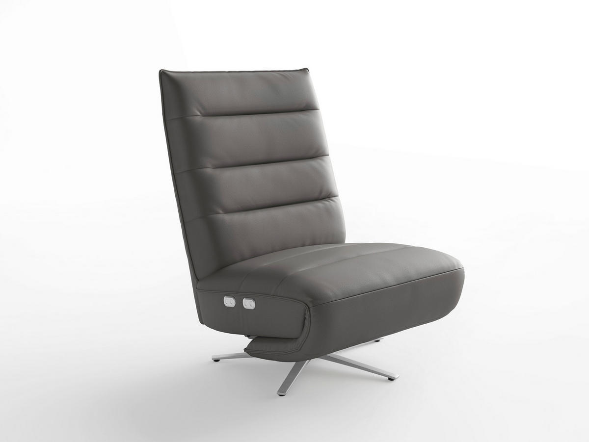 RELAXSESSEL Leder Mokka  - Silberfarben/Mokka, Basics, Leder/Metall (80/109/98cm) - Sit & More