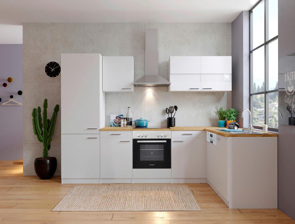 HÖRNKÖK 280/172 cm  i vit  - stålfärgad/vit, Basics, metall/trämaterial (280/172cm) - Respekta