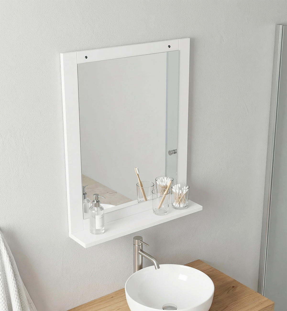 BADRUMSSPEGEL - vit, Trend, trämaterial (50/70/12cm) - MID.YOU