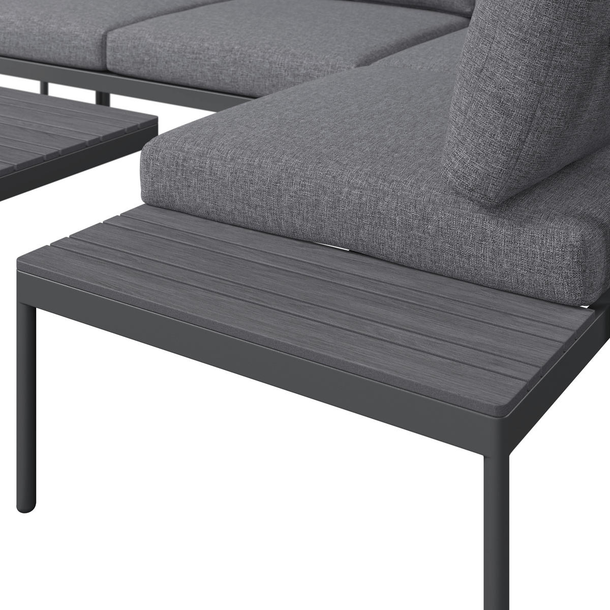 LOUNGEGARNITUR 227,5/155 cm Stahl  - Dunkelgrau/Naturfarben, Design, Kunststoff/Textil (227,5/155cm) - Ambia Garden