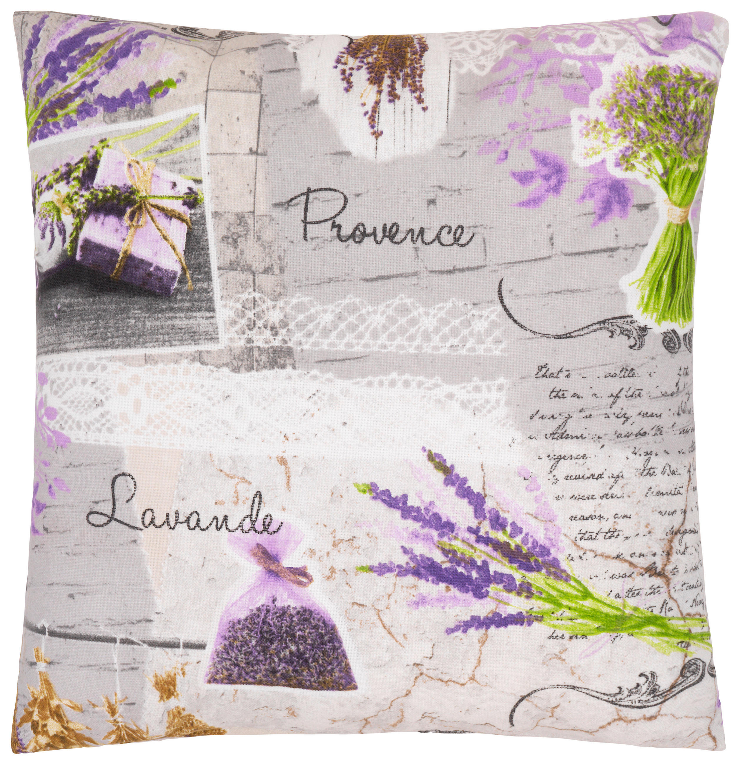 OUTDOOR-KISSEN in Grau, Grün, Violett Floral 40/40 cm  - Violett/Grau, Design, Textil (40/40cm)