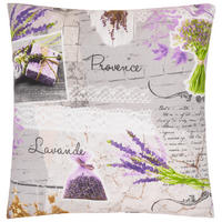 OUTDOOR-KISSEN in Grau, Grün, Violett Floral 40/40 cm  - Violett/Grau, Design, Textil (40/40cm)