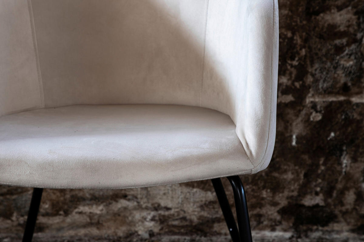 STUHL  in Eisen Samt Metall, Textil  - Beige/Schwarz, Design, Holz/Textil (55/78/55cm) - Livetastic