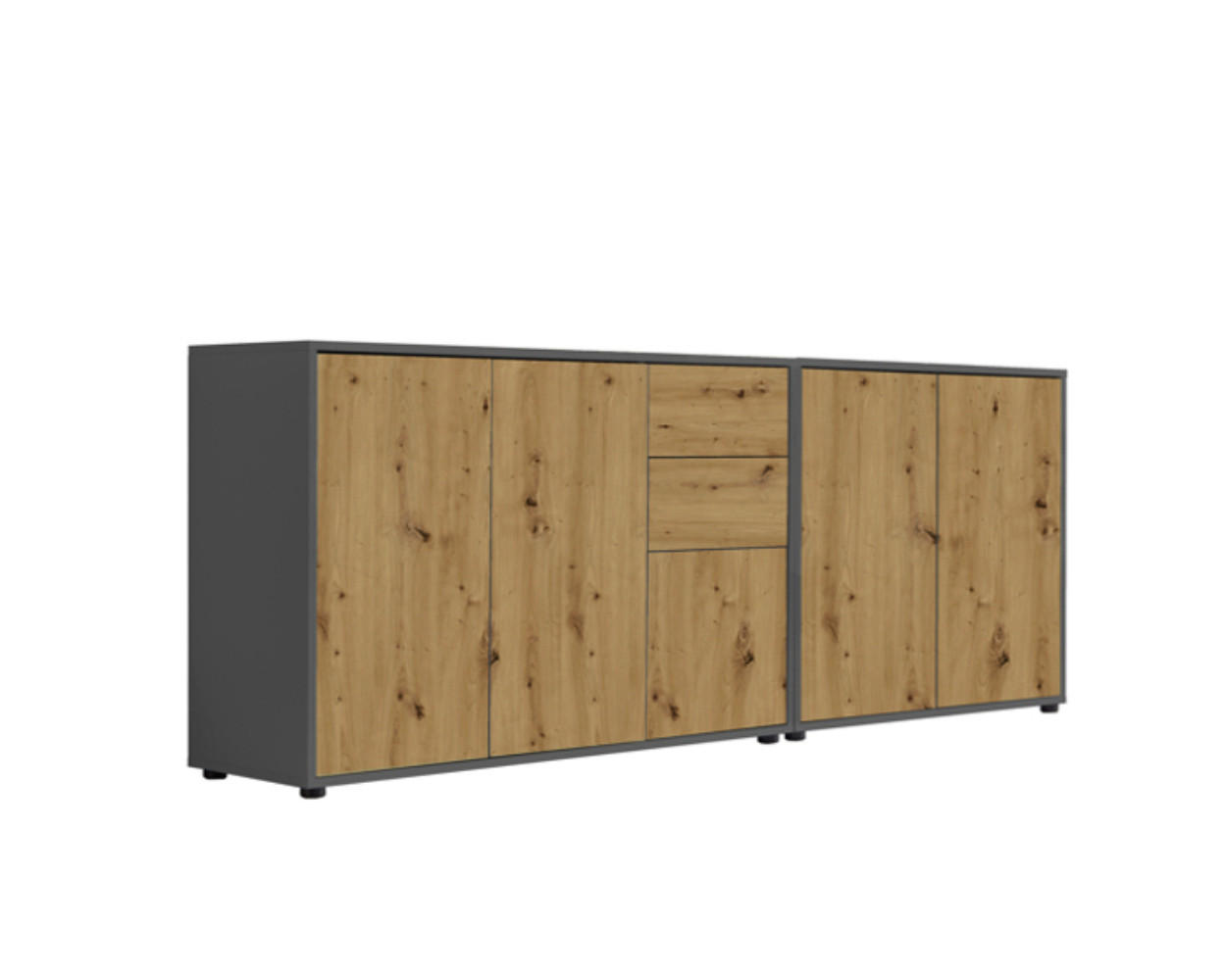 Mid.you Sideboard Anthrazit, Eiche Artisan 184.5x73x33 cm
