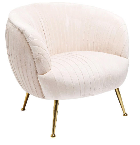 COCKTAILSESSEL Samt Creme    - Messingfarben/Creme, LIFESTYLE, Textil/Metall (79/75/75cm) - Kare-Design