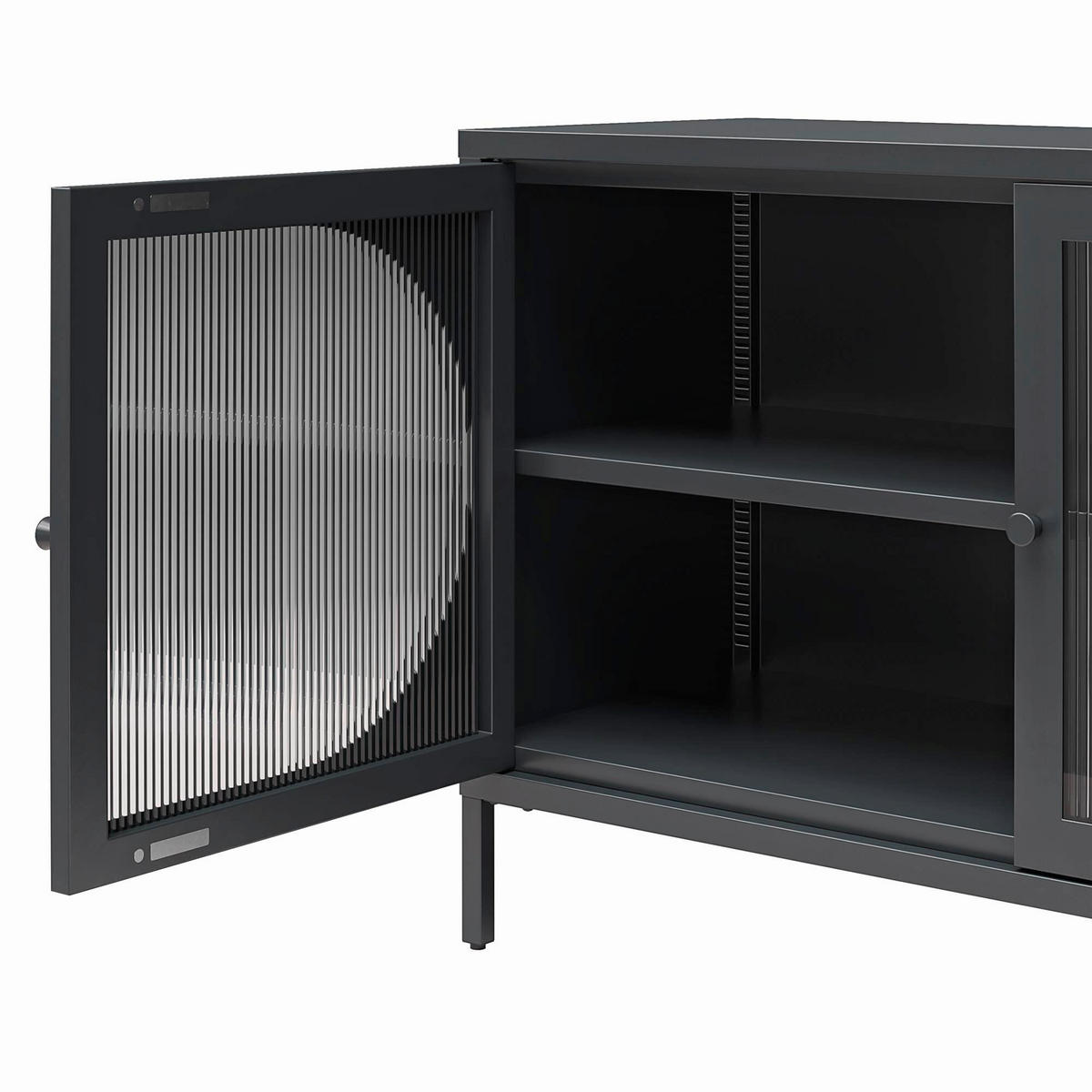KOMMODE Luna  in 100/64/40 cm  - Schwarz, Design, Glas/Metall (100/64/40cm) - MID.YOU