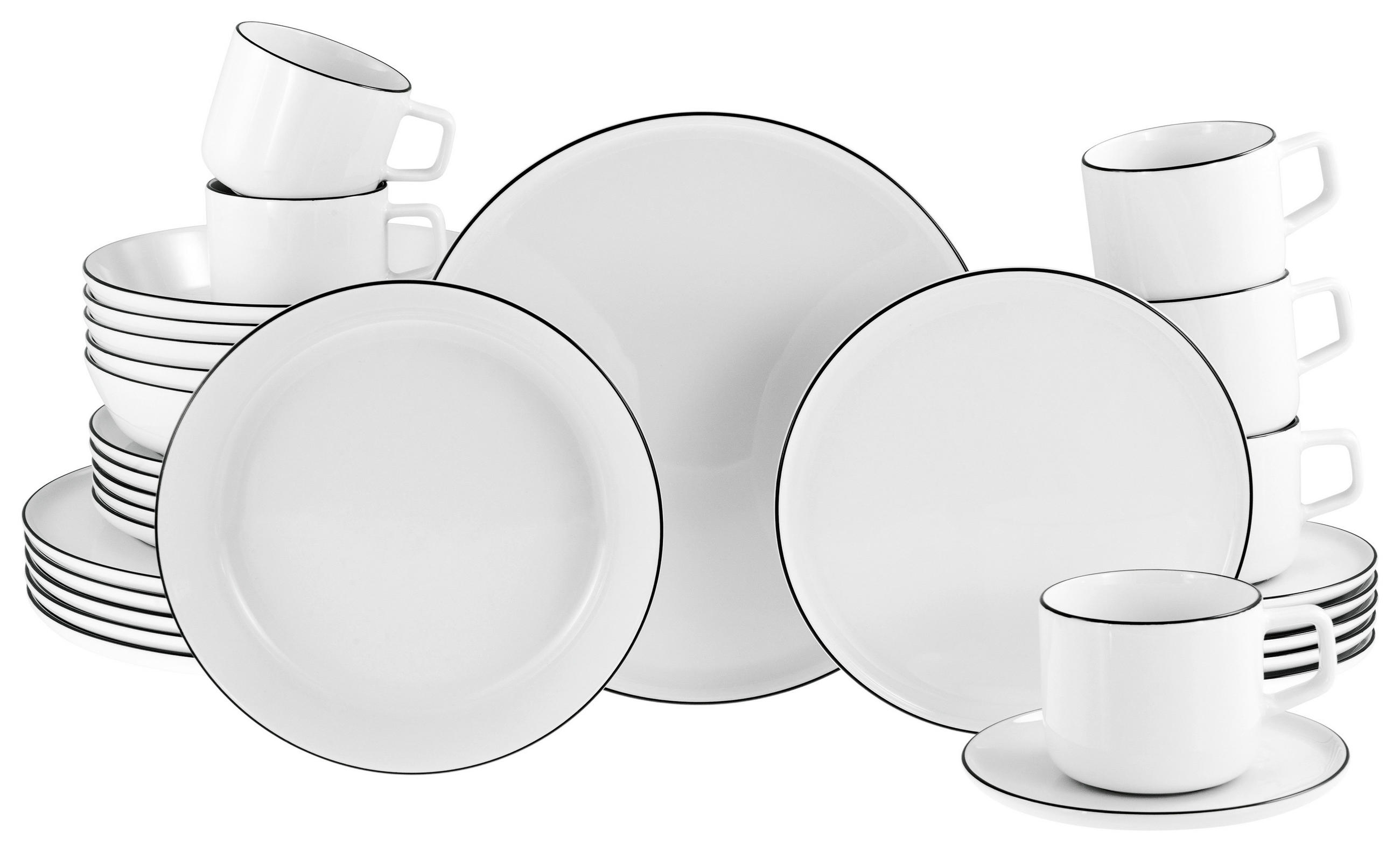 KOMBISERVICE 30-teilig Chef Collection Black Line  - Grauweiß/Schwarz, Basics, Keramik - Creatable