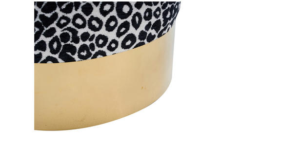 HOCKER in Holz, Metall, Textil Schwarz, Weiß, Goldfarben  - Goldfarben/Schwarz, KONVENTIONELL, Holz/Textil (35/42/35cm) - Xora