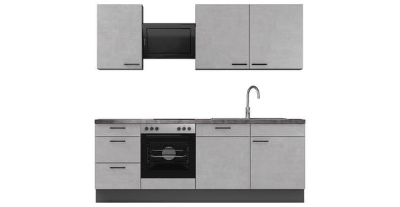 KÜCHENBLOCK 230 cm   in Graphitfarben, Hellgrau  - Dunkelgrau/Hellgrau, MODERN, Holzwerkstoff/Metall (230cm) - Xora