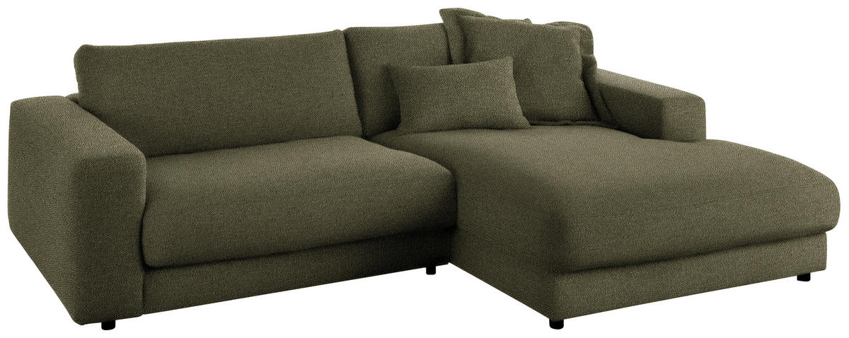 ECKSOFA in Flachgewebe Olivgrün  - Schwarz/Olivgrün, Design, Kunststoff/Textil (270/190cm) - Lomoco