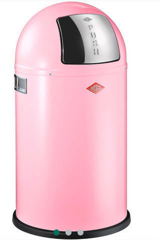 ABFALLSAMMLER PUSHBOY JUNIOR 22 L  - Edelstahlfarben/Pink, KONVENTIONELL, Kunststoff/Metall (35/63cm) - Wesco