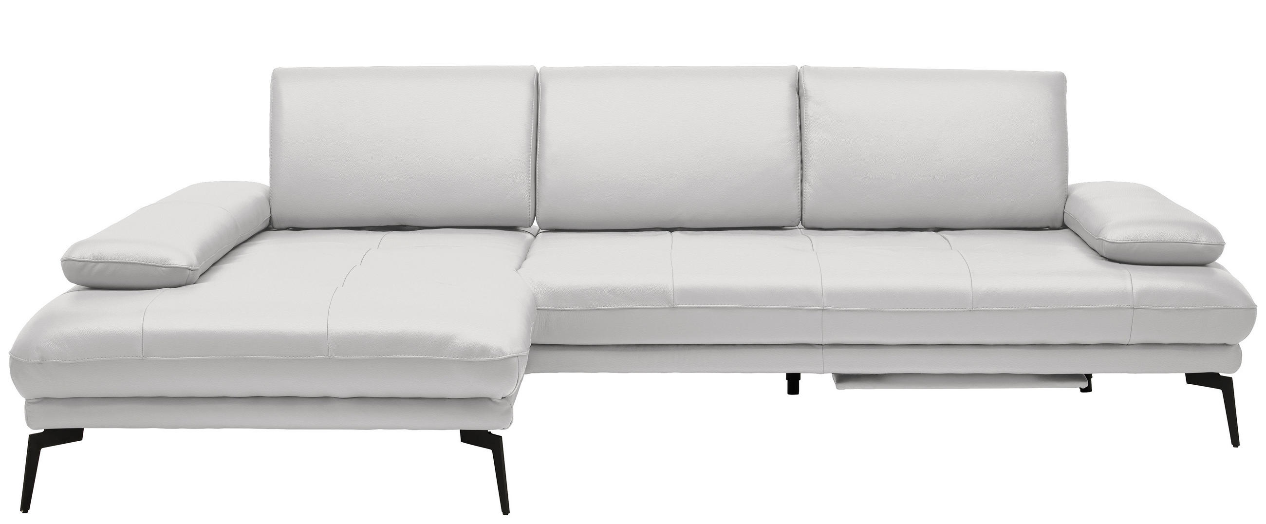 ECKSOFA Echtleder Weiss  - Weiss/Schwarz, Design, Leder/Metall (187/273cm) - Celina Home