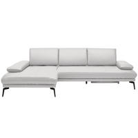 ECKSOFA in Echtleder Weiss  - Weiss/Schwarz, Design, Leder/Metall (187/273cm) - Celina Home